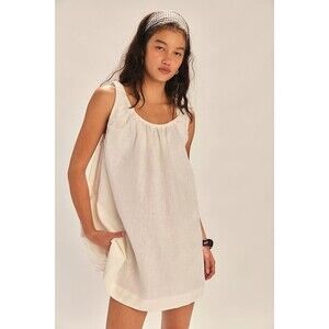 Free People Free-est Amanda Cotton-Linen Mini Dress Ruched Sleeveless S 281546